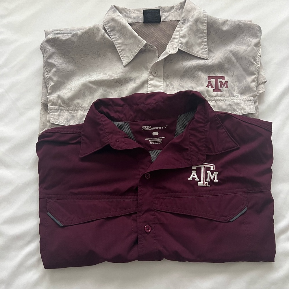Men's Texas A&M Aggie Fishing Shirts size L set of 2